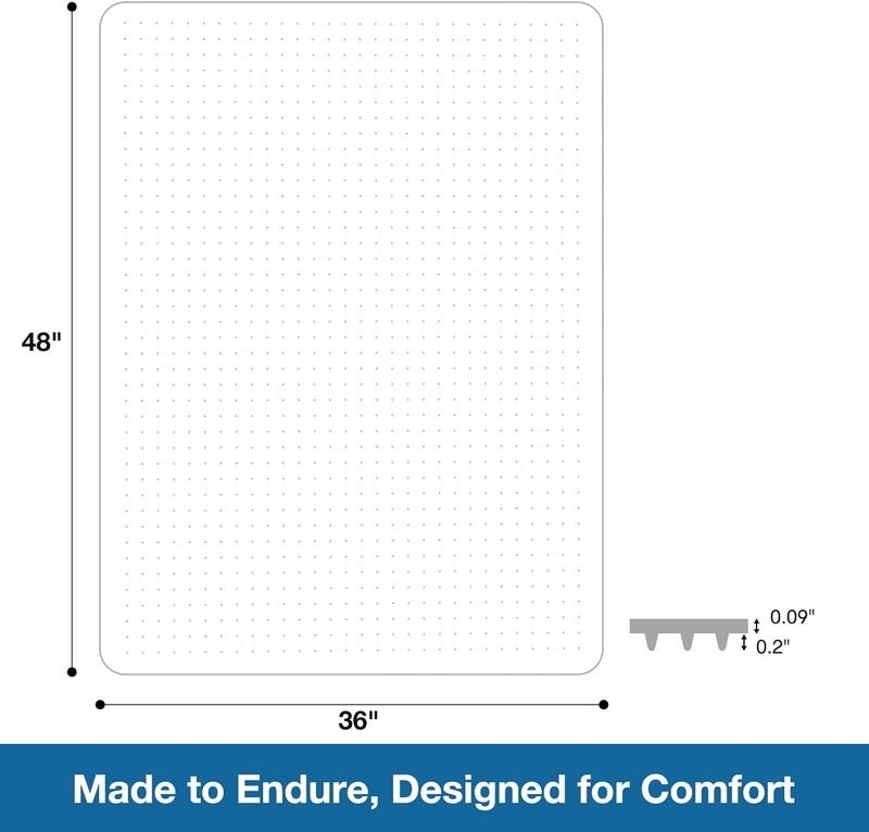 FUNMAT Chair Mat for Carpet, 36" x 48" Desk Chair Mat for Carpeted Floors, Non-Slip Office Vinyl Mat for Carpet with Studded, Easy Glide Heavy Duty Floor Protector Mat for Home Office, Clear - Image 2